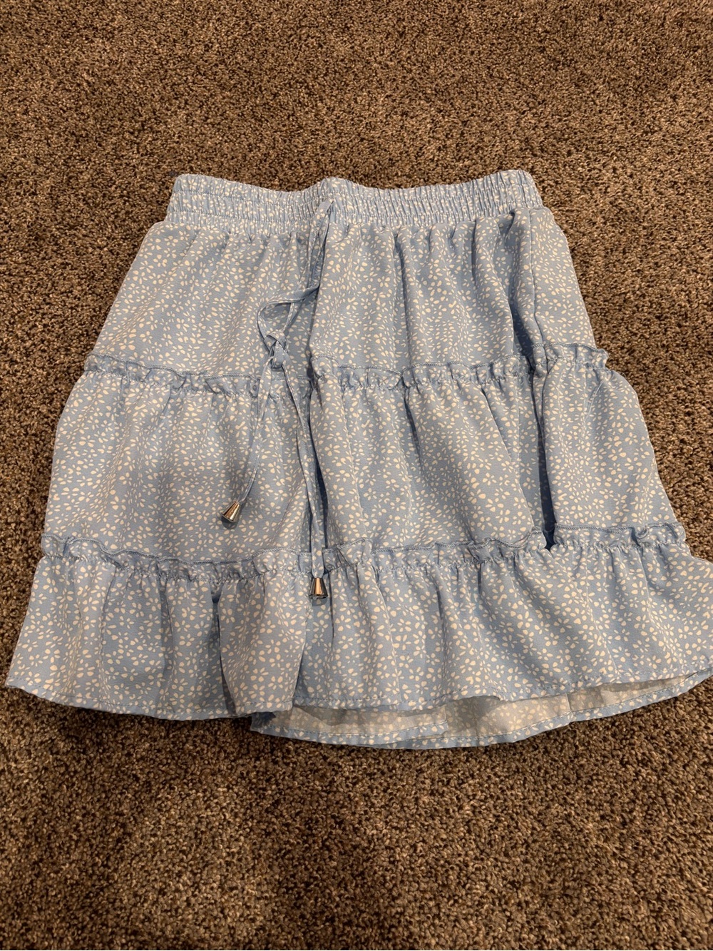 Light Blue Floral Tiered Skirt